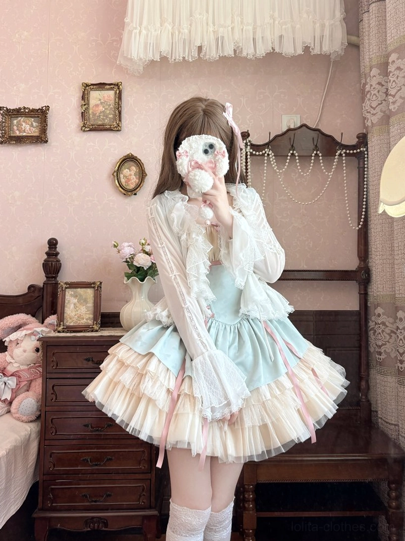 Tulle lolita bolero layering piece displayed on dress form, demonstrating versatile styling options for sweet lolita fashion tea party coordinates and casual wear