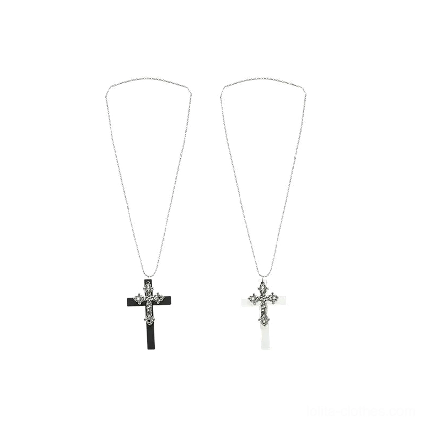 Two-tone gothic nun lolita dress necklace accessory cross pendant coordination