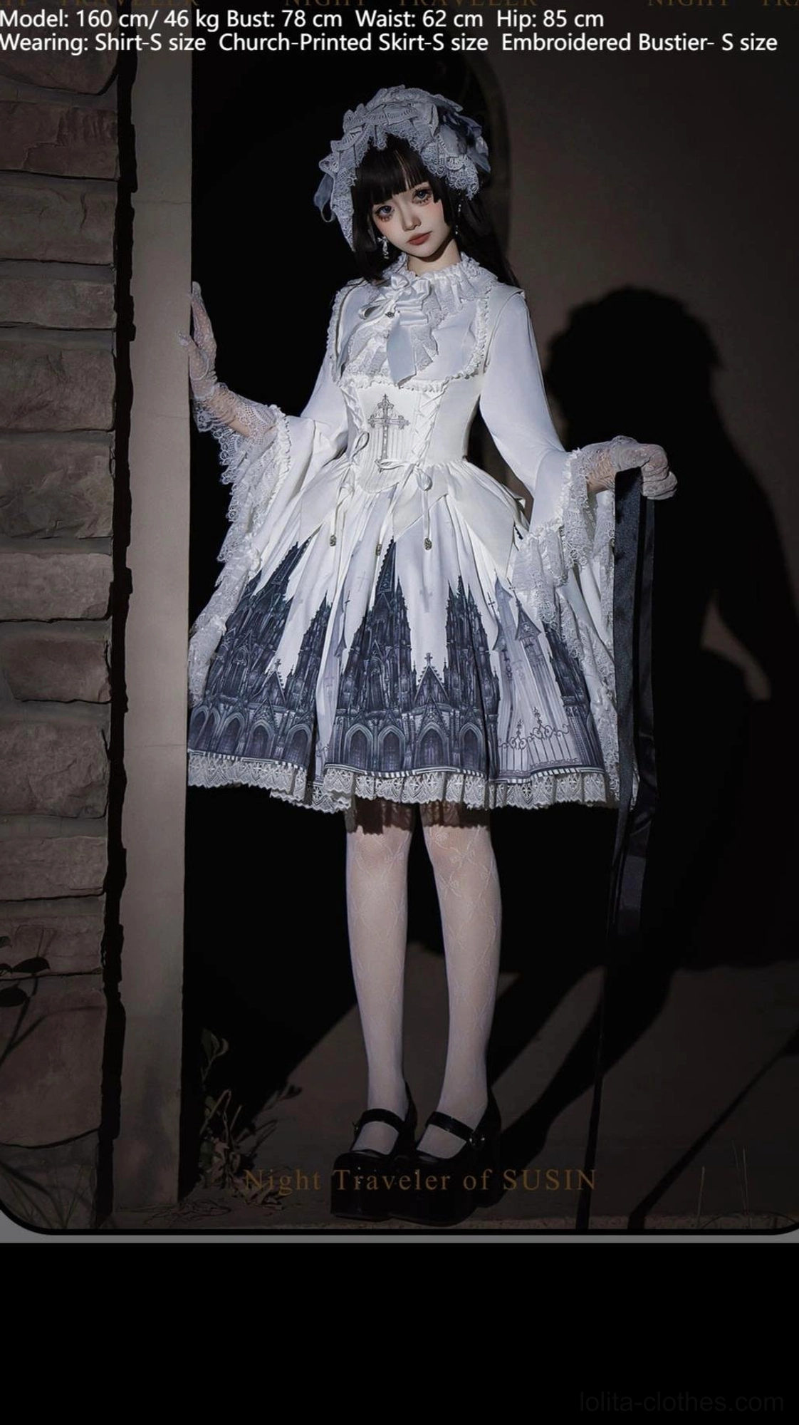 Velvet gothic lolita bustier with lace hem touch ethereal mystery dimensional design corsetry detail showcase back view