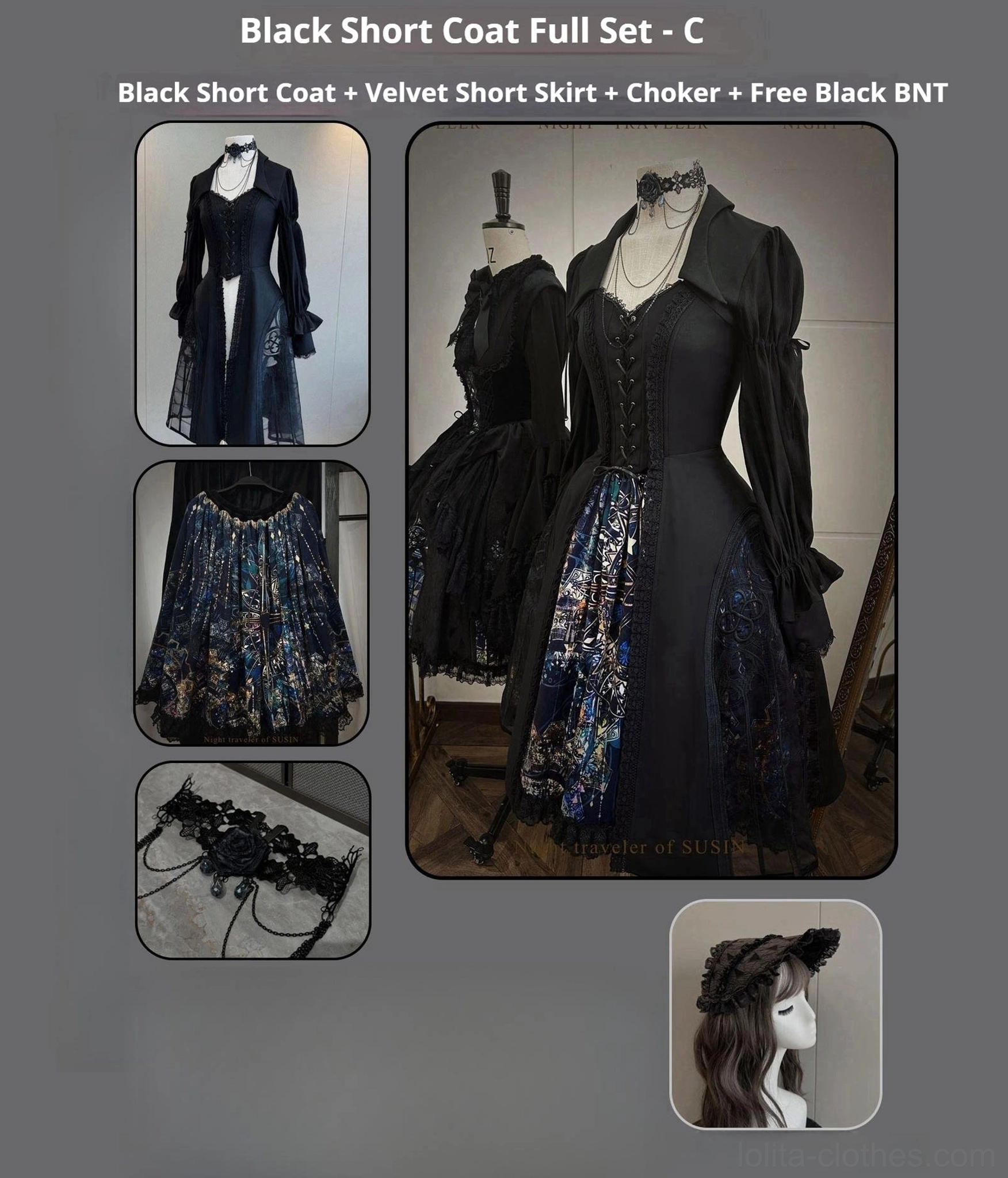 Velvet gothic lolita bustier lace hem ethereal mystery dimensional corsetry showcase detail