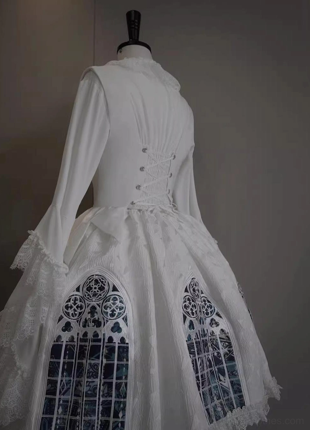 Velvet gothic lolita skirt black lace trim dimensional print cold weather mystery aesthetic detail showcase