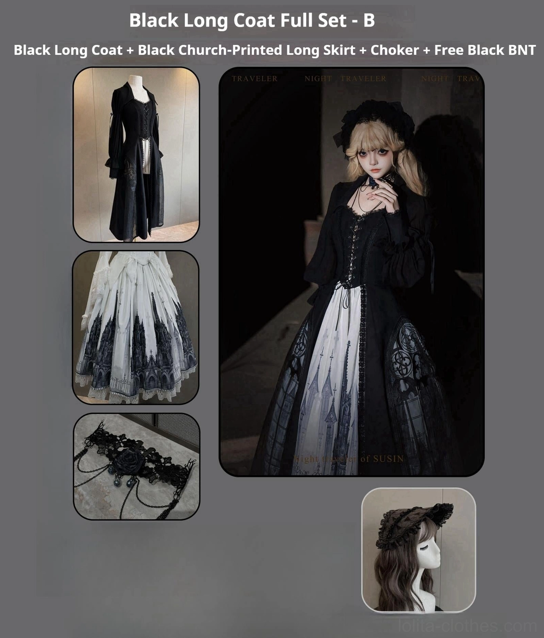 Velvet gothic lolita skirt black lace trim print mystery cold weather lolita essential showcase