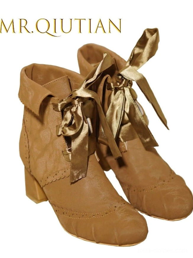 Victorian lolita ankle boots premium product photography showcasing overall silhouette elegance and timeless design suitable for japanese street fashion enthusiasts