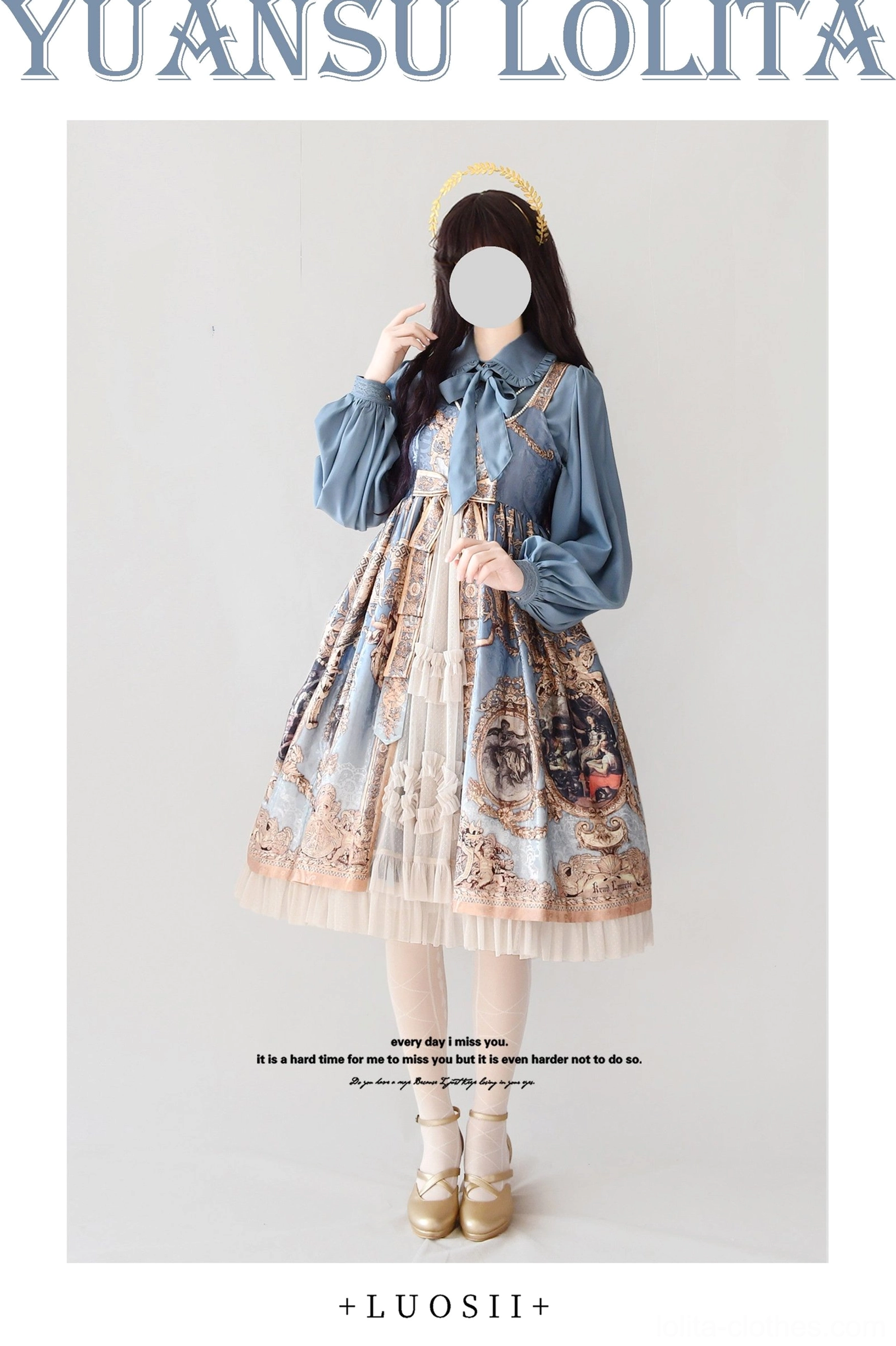Vintage lolita bishop sleeve blouse back view long puff sleeves silhouette classic lolita proportions