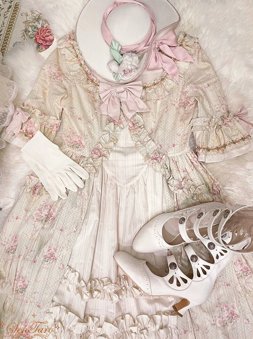 Vintage Lolita Mary Jane boots floral carved straps with decorative metal buckles and polished burgundy leather upper