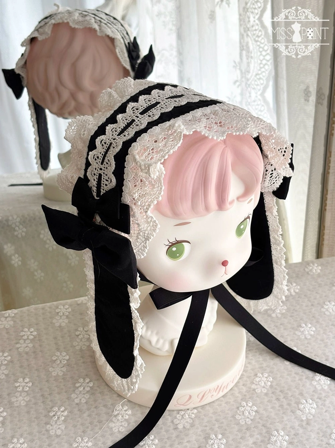 Black padded large KC Katyusha hair accessory Vintage Petal Rabbit Lolita headdress decorative crown element