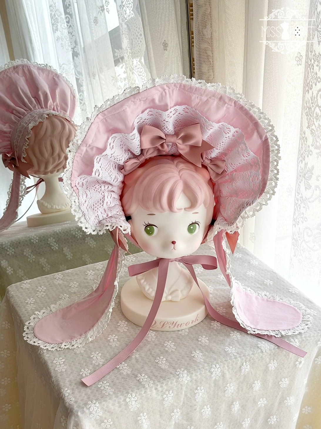 Pink padded large KC Katyusha Lolita hair crown Vintage Petal Rabbit collection sweet Old School accessory element