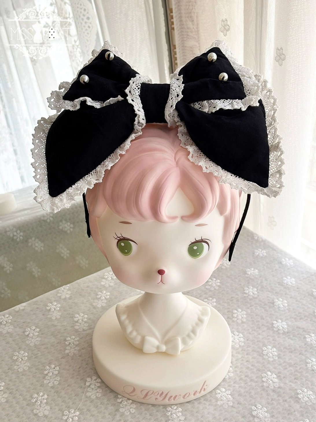 Red padded large KC Katyusha decorative hair accessory Vintage Petal Rabbit Old School Lolita headdress crown styling