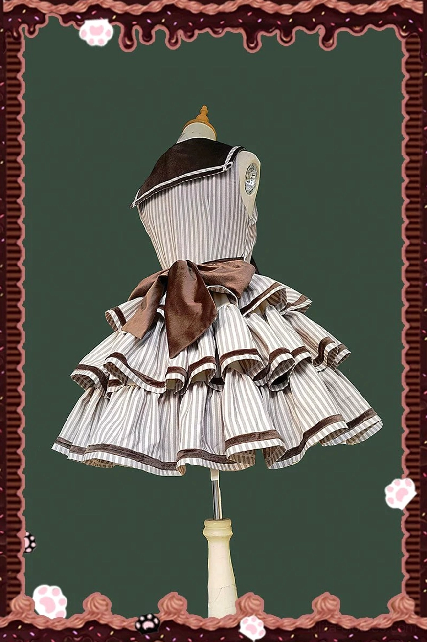 Full blouse component of vintage peppy sailor Lolita ensemble displayed flat, showcasing puff sleeves with shoulder width allowance, structured design, and high-density chiffon fabric quality