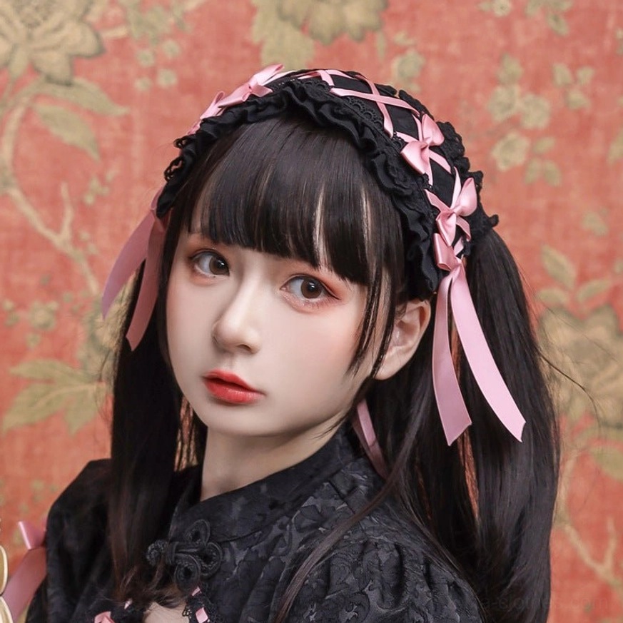Vintage-style lolita hair ornaments collection with multiple themed designs including tassel accents, floral elements, and gradient color treatments for diverse aesthetics