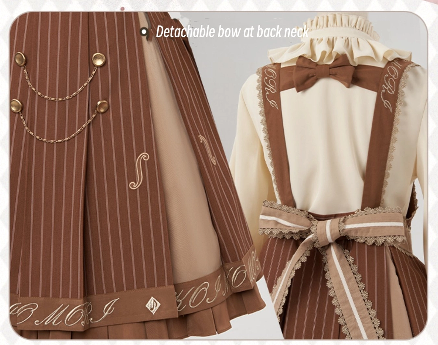Vintage European preparatory school inspired preppy styling of violin Lolita salopette classic fashion aesthetic