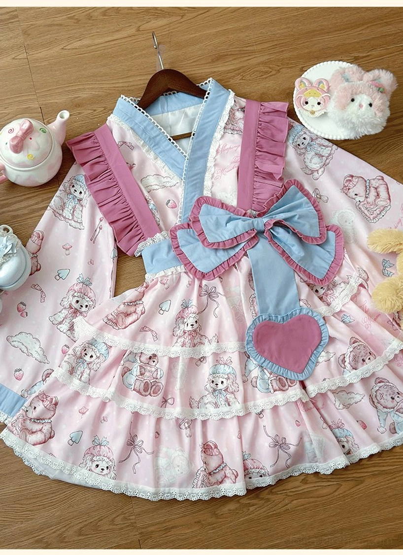 Moe bear wa lolita kawaii dress size chart and measurements guide, plus-size inclusive L XL 2XL 3XL 4XL options with detailed bust waist length specifications in centimeters and inches