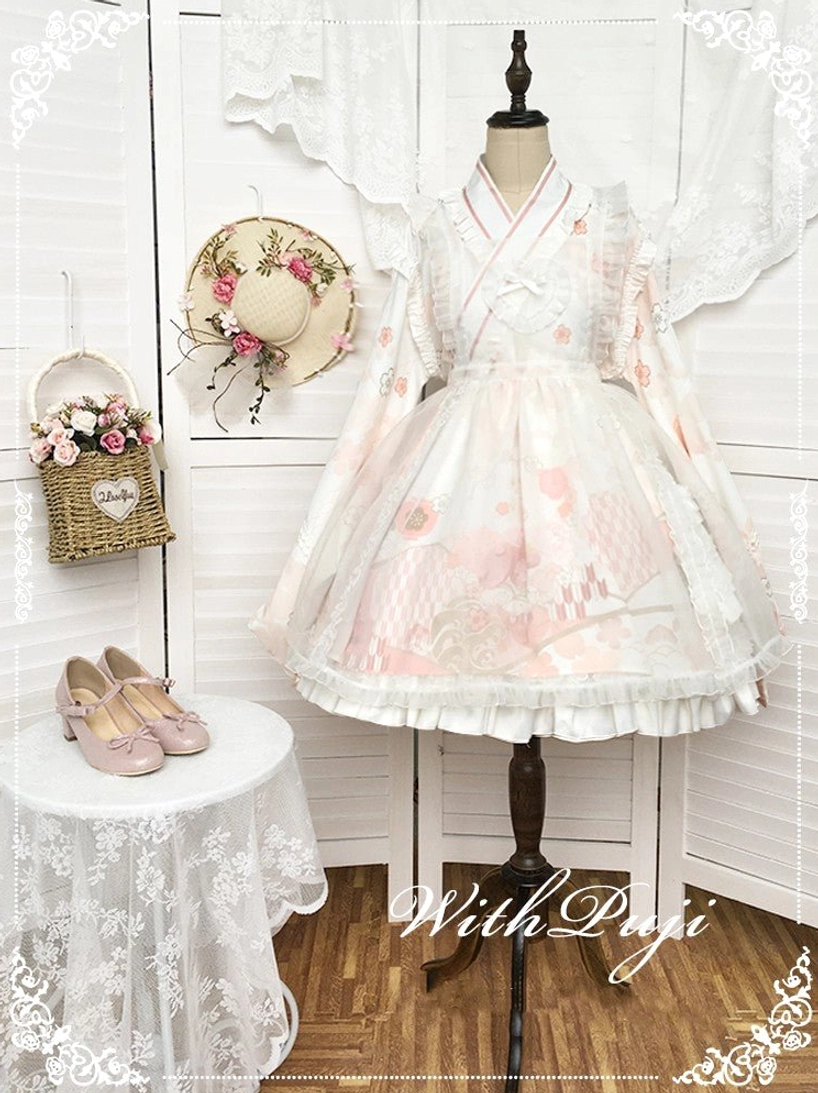 Pink Cey Ice crepe fabric texture and weave detail for Wa Lolita OP dress showing premium quality material construction, durability and elegant drape characteristics