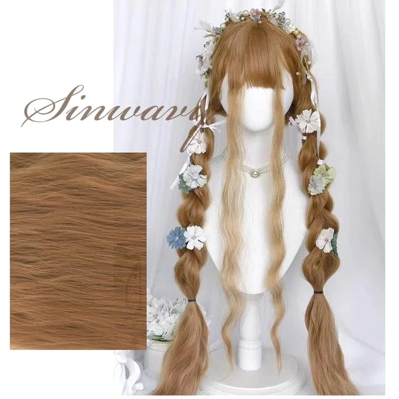 Waltz lolita long curly wig five color collection black pink golden brown beige silver