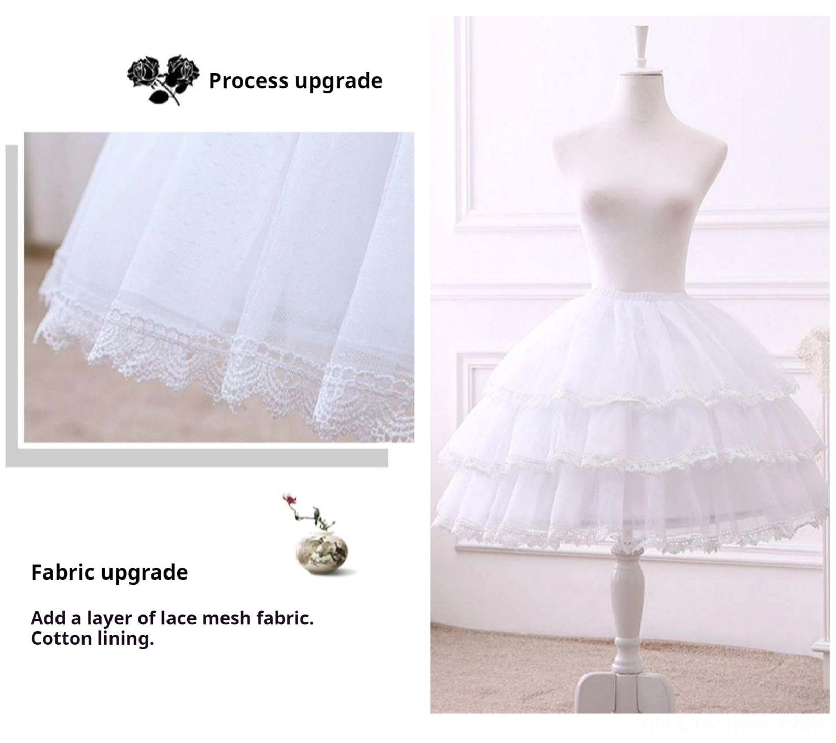 Wedding lolita hoop petticoat adjustable white bridal silhouette romantic volume steel boning construction