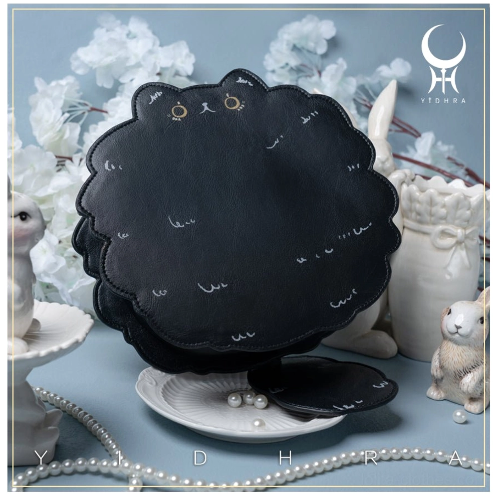 White kawaii cat shoulder bag showcasing scalloped edges and soft cat embroidery perfect for sweet and casual lolita coordinates