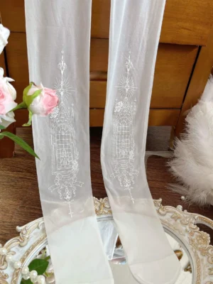 white-gothic-lolita-cathedral-window-embroidered-pantyhose-sheer-flatlay-vintage-tray-pink-flowers