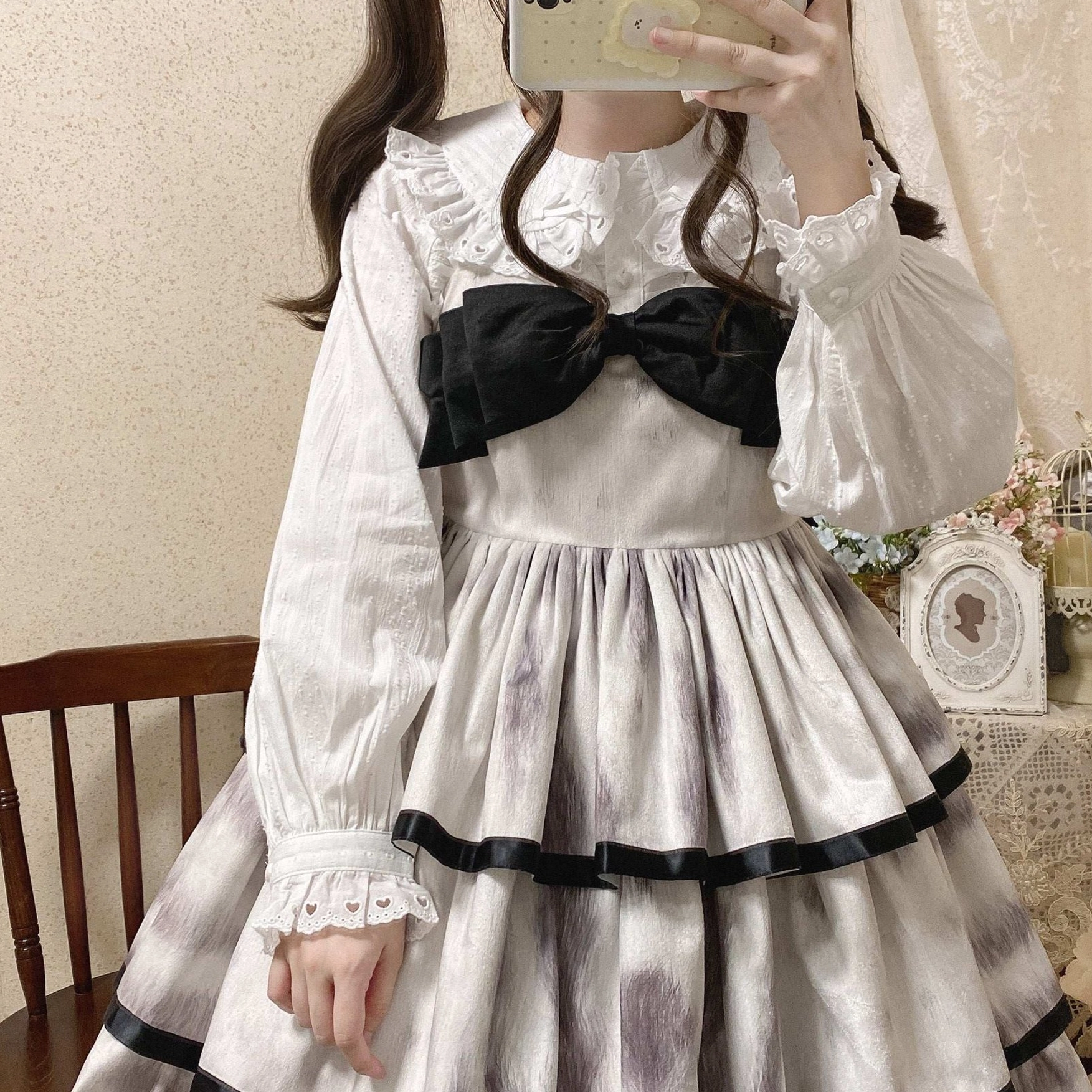 Sweet lolita doll collar blouse white cotton long sleeve romantic lolita fashion essential piece