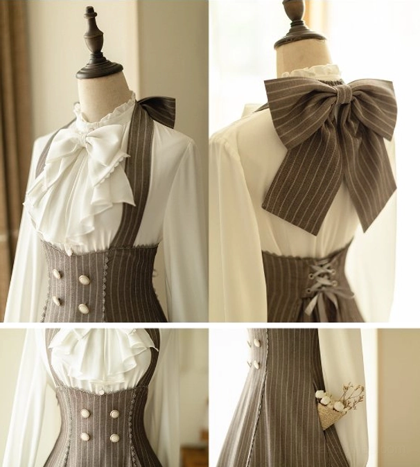 French style white ruffled blouse cuff detail lace trim, delicate vintage craftsmanship elegant lolita blouse coordinate piece close-up