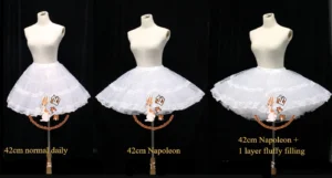 white lolita petticoat 42cm napoleon style multiple fluffiness comparison dress forms mannequin showcase