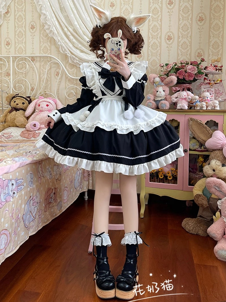 White mid-calf lolita socks with lace ruffle and bow detail paired with pink bow sandals, full-length legs shot on wooden floor