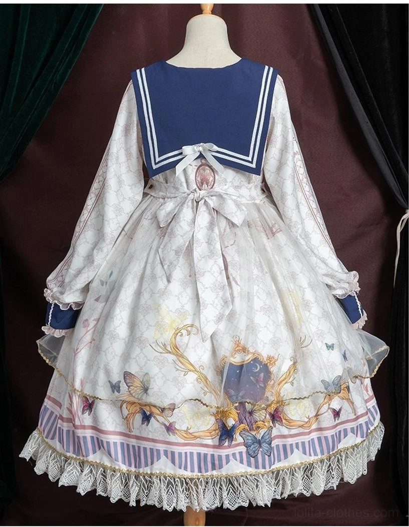 White sailor collar lolita one-piece dress care and maintenance guide, hand wash delicate fabrics, air dry flat, storage recommendations, tulle overlay care
