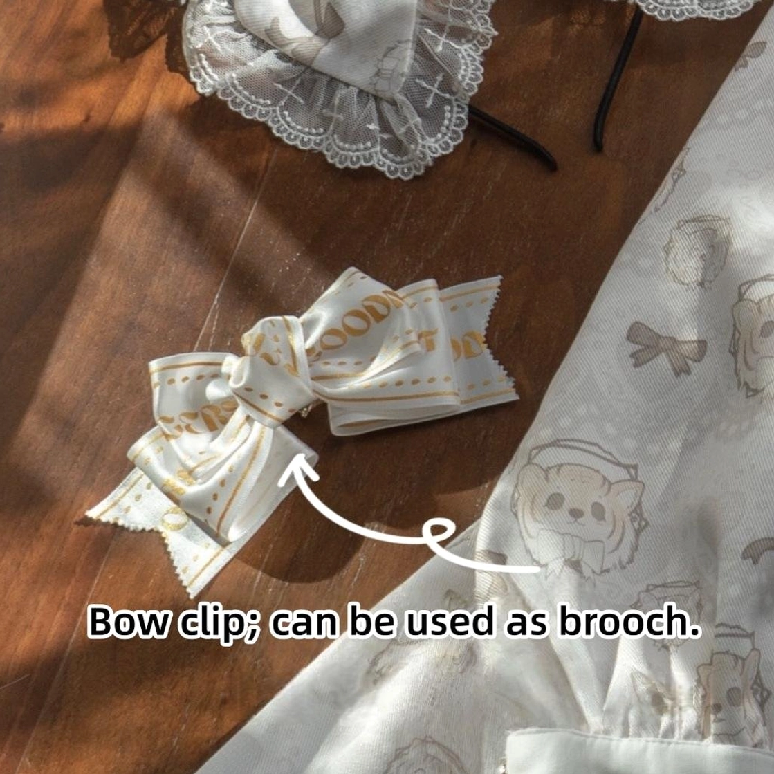 White decorative side clip hair accessory for lolita OP dress coordination one-size fits multiple dress sizes S M L XL 2XL 3XL available