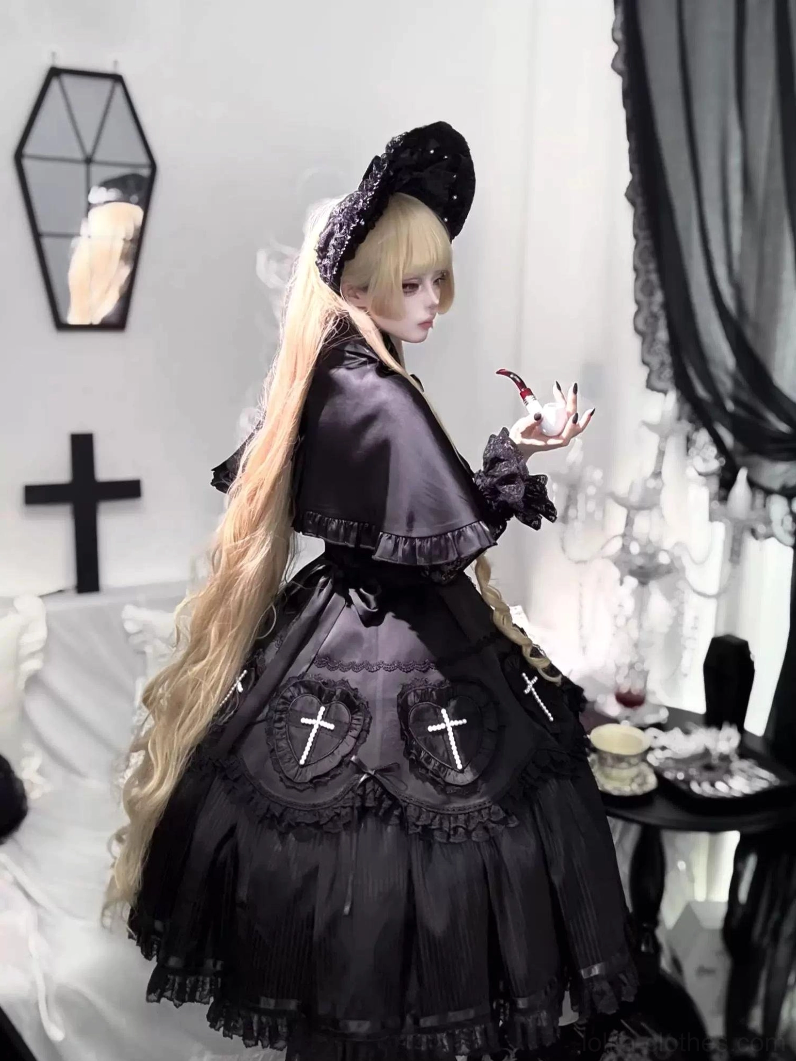 White Nocthymn Cross Gothic Lolita dress size recommendations between sizes guidance comfortable fit selection advice