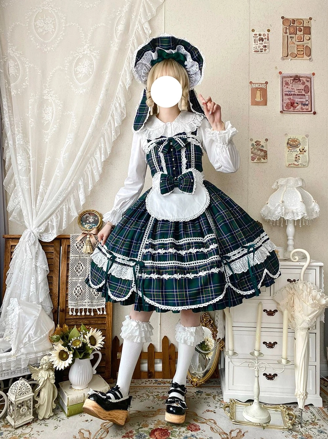 white sweet lolita cotton blouse bunny ear back collar design authentic japanese fashion subculture piece