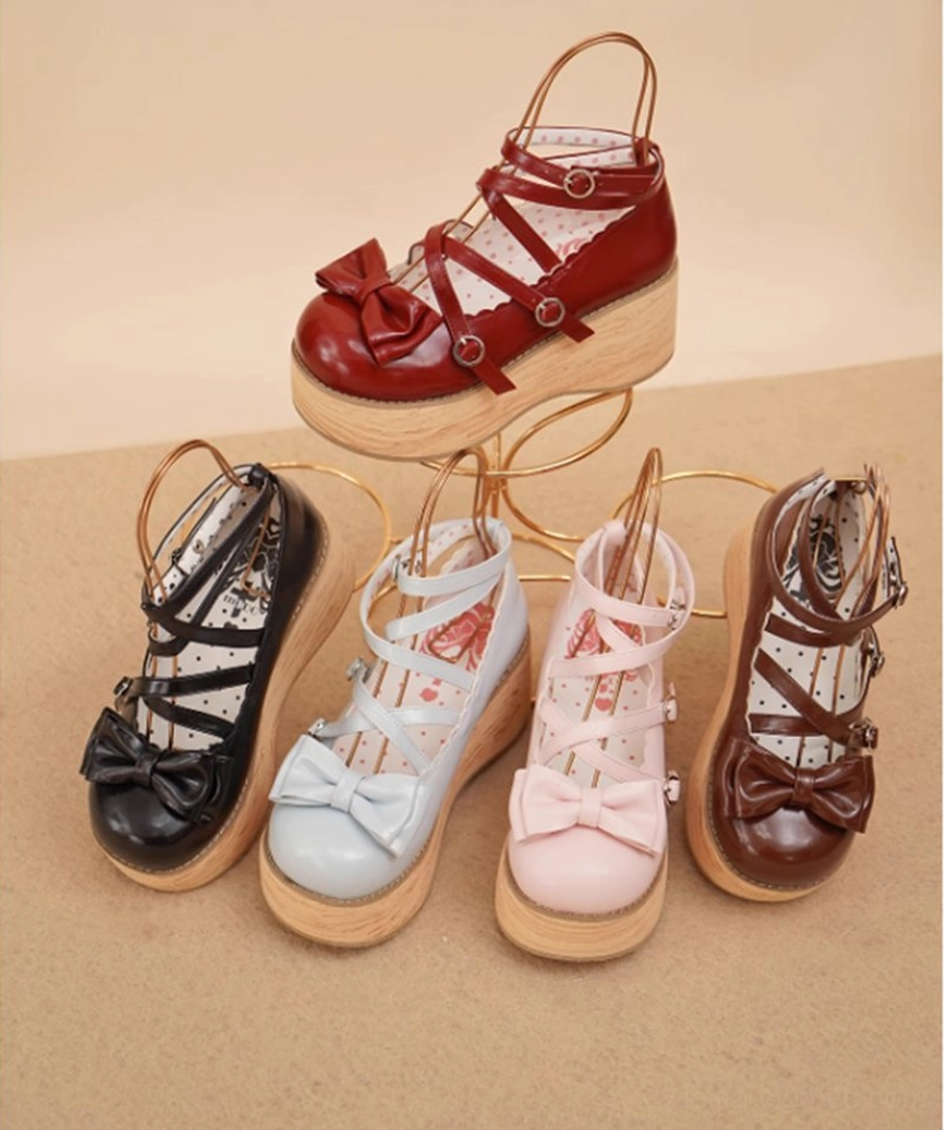 White sweet lolita platform Mary Jane shoes high contrast coordinate striking visual impact styling