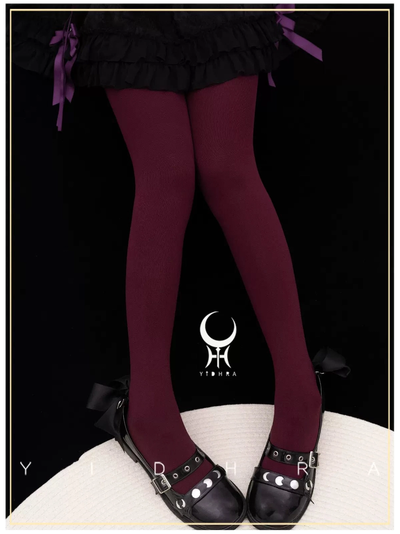 Wine-red 120D velvet Lolita tights 2.0 upgraded version gothic Lolita classic coordinate hosiery foundation
