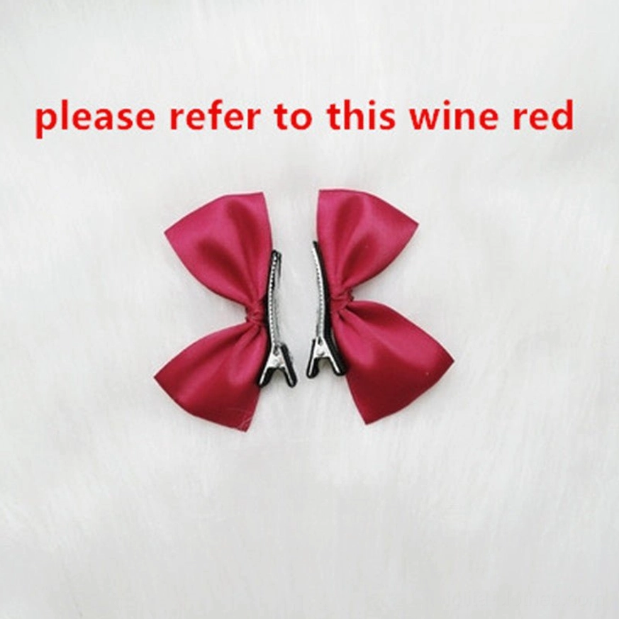 Wine red sweet lolita hair bow clip KC matte satin vintage inspired elegant display
