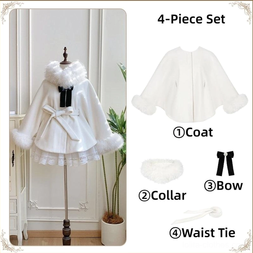 Winter Island Memory lolita coat mermaid cheongsam OP dress complete three piece ensemble set styling full coordination elegant aesthetic