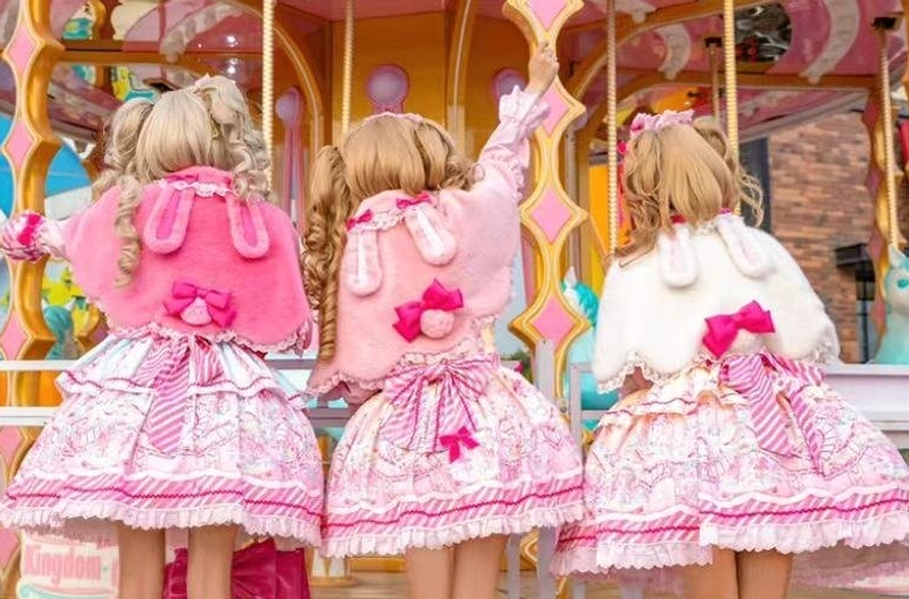 Winter Lolita fashion coordinate featuring plush cape with full outfit arrangement and styling ideas