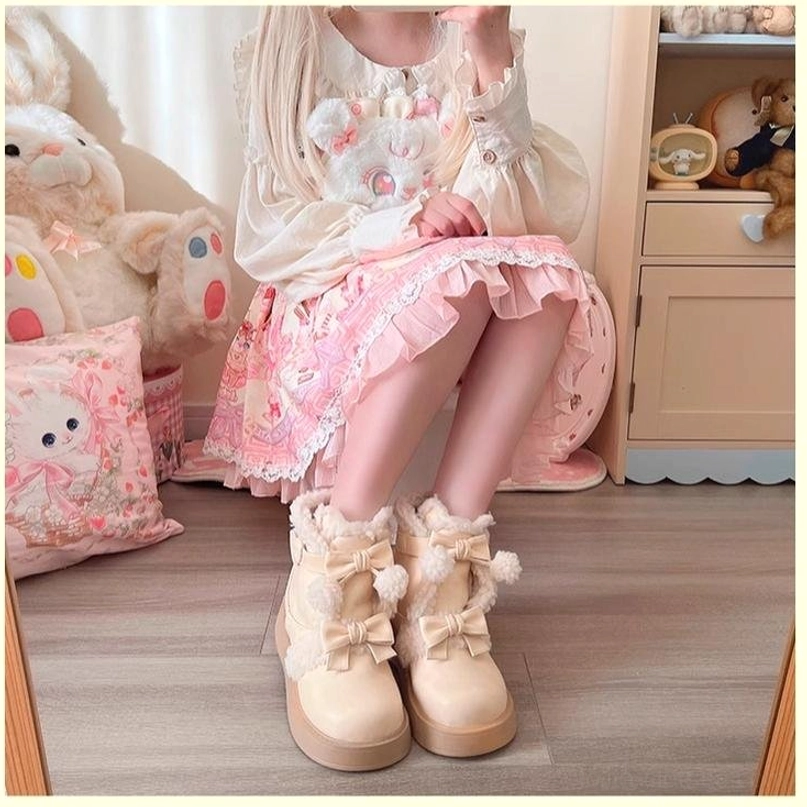 Winter lolita snow boots product collection showcase multiple angles styling inspiration