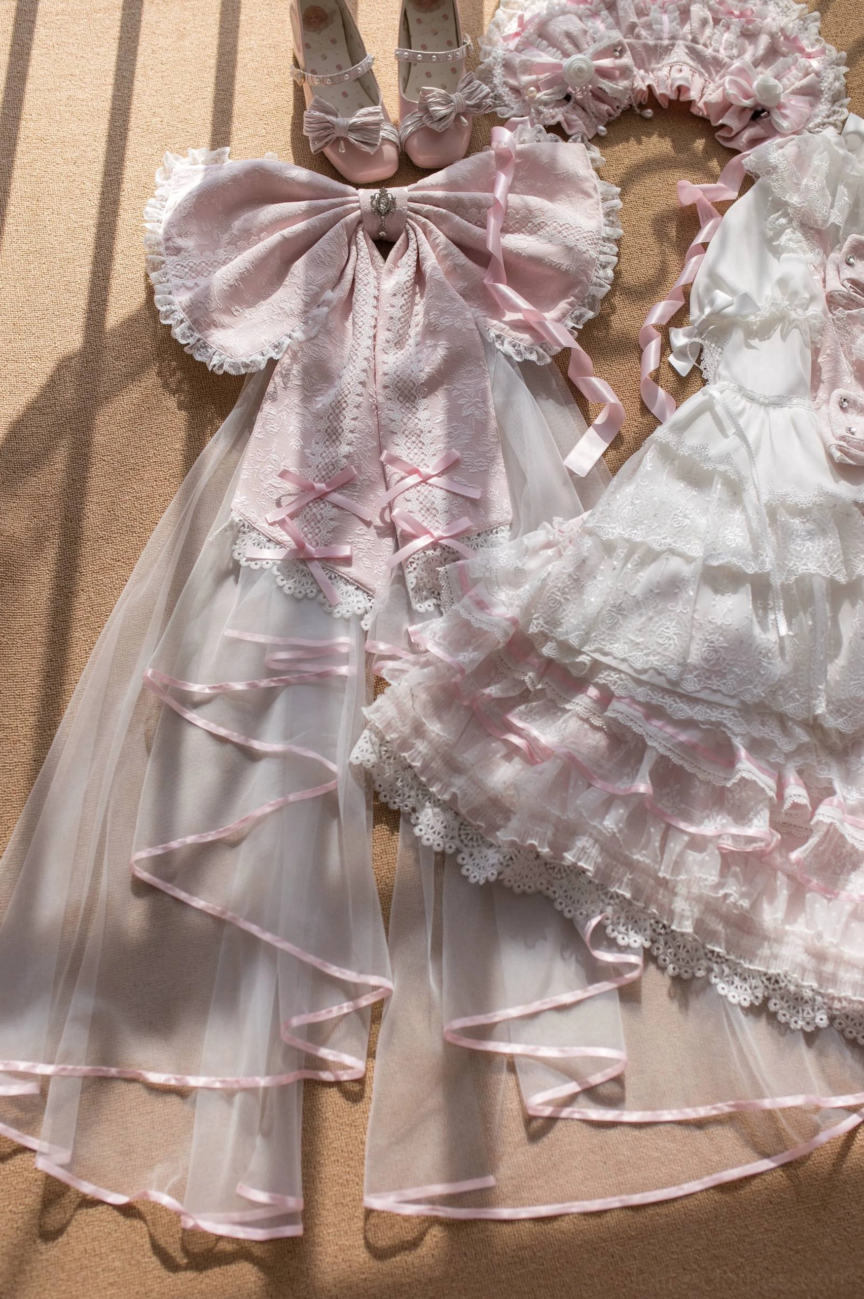 Wishing Star Sweet Lolita Blouse white version styled coordination - complete lolita coordinate with skirt petticoat accessories full ensemble