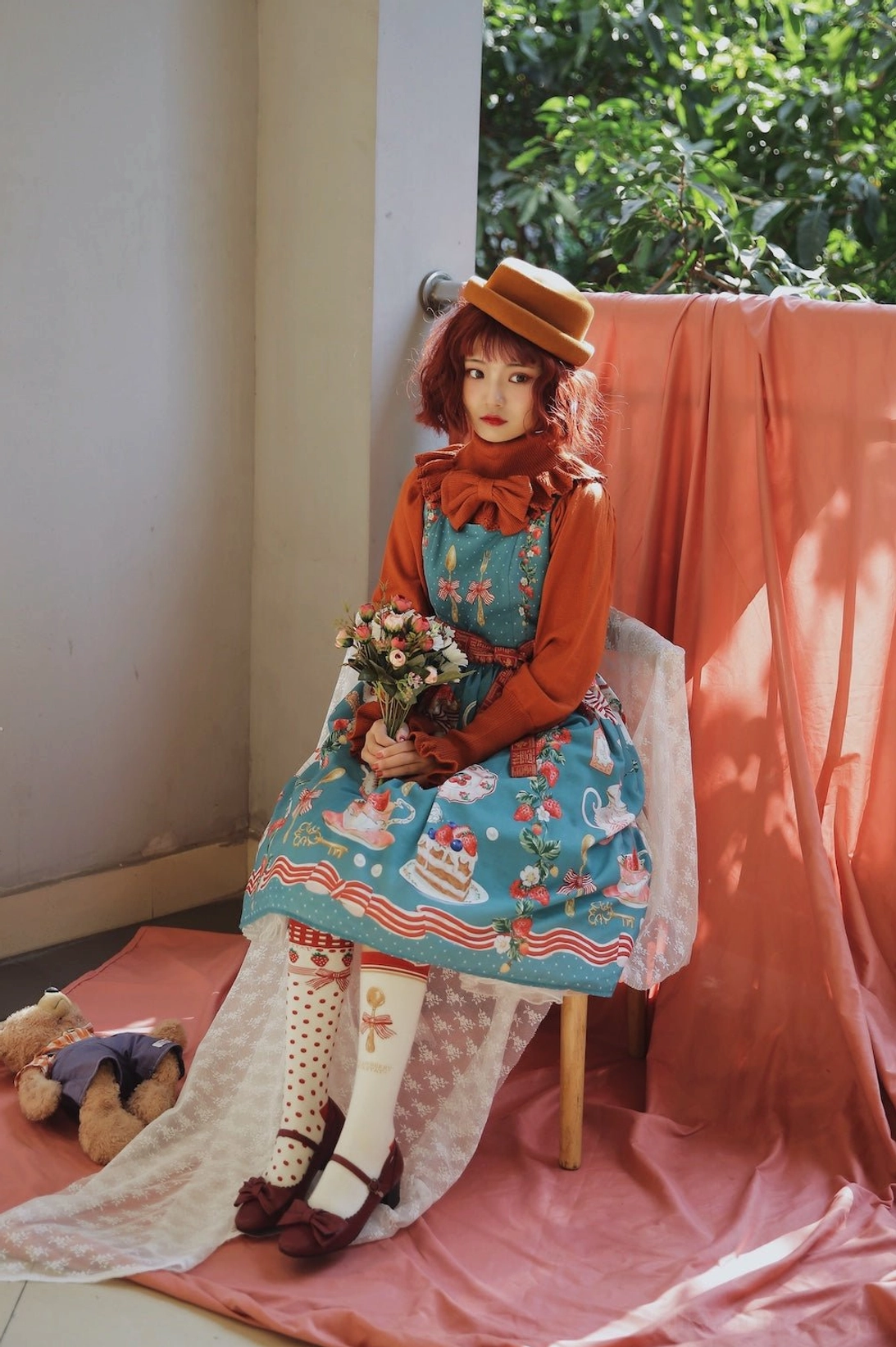 Wool lolita turtleneck sweater collar detail ruffled high collar design flounced neck Victorian inspired