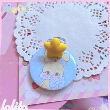 Yellow star lolita ring in bright candy yellow with glossy resin construction ideal for kawaii lolita styling