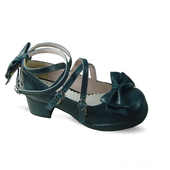 Yulan matte sweet Lolita Mary Jane platform shoe with ethereal delicate aesthetic, crisscross straps, and romantic bow ornaments